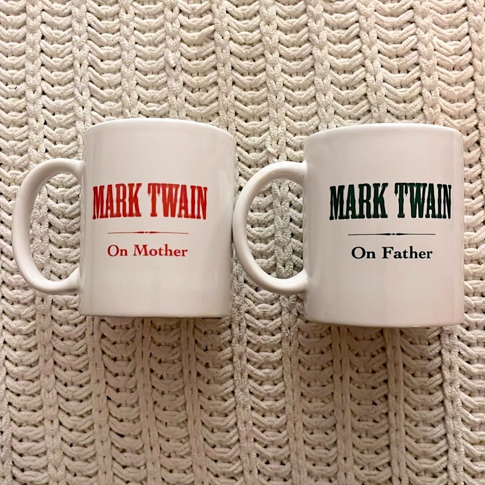 ❣️Mark Twain White Red Blue His & Hers Home Kitchen Black Tea Coffee Mugs (x2)❣️ - Picture 1 of 9